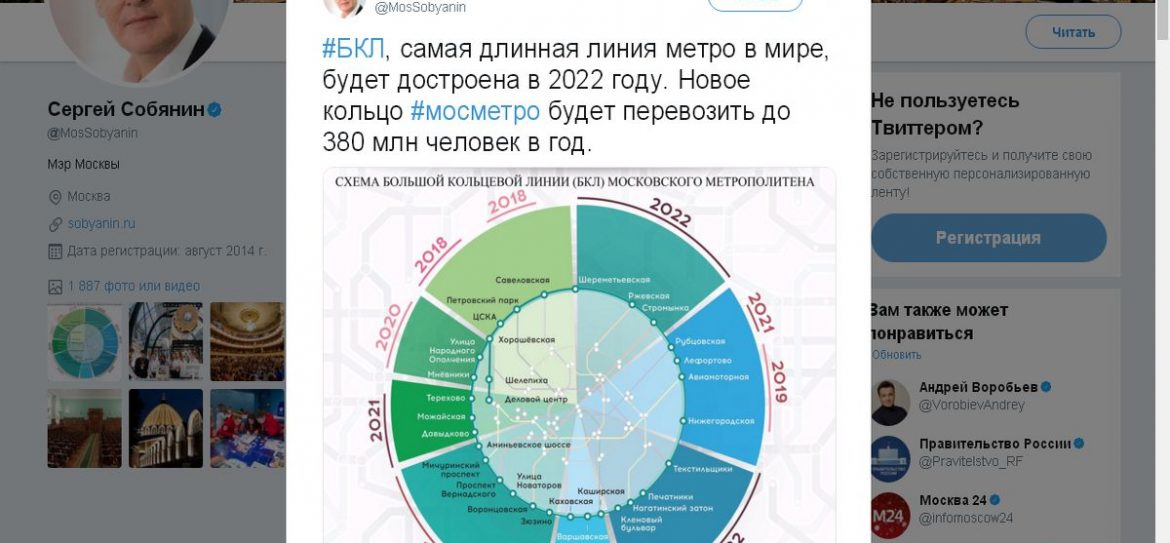 В Москве планируется построить 134 км линий метро и 55 новых станций