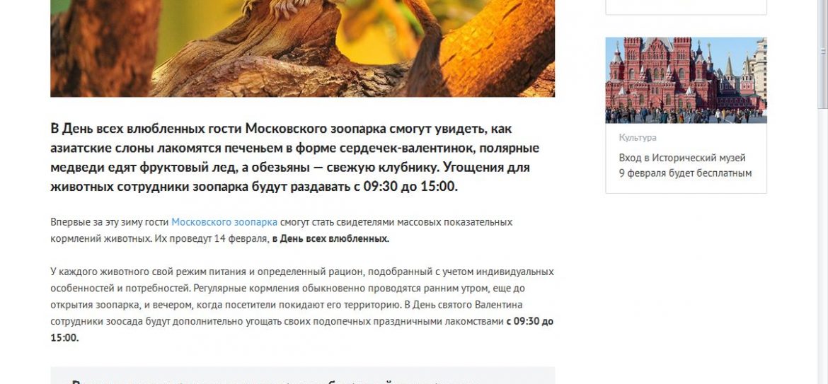 Московский зоопарк приглашает москвичей отметить День Валентина